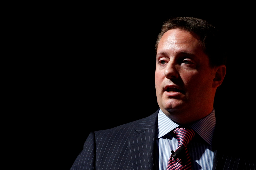 Carson Block, Chief Investment Officer, Muddy Waters Capital LLC., speaks at the Sohn Investment Conference in New York City, U.S. May 4, 2016. Reuters/Brendan McDermid