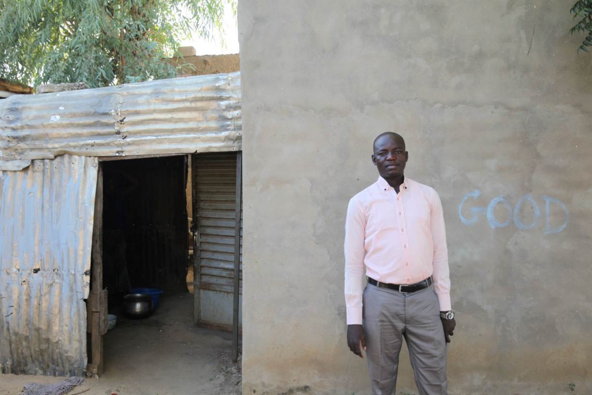Williams Deonodji Ngargoto poses for a portrait outside his family home in N'Djamena, Chad. Photo taken November 25, 2019. Thomson Reuters Foundation/Nellie Peyton