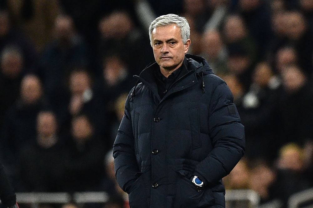Tottenham Hotspur's Portuguese head coach Jose Mourinho. the English Premier League between Tottenham Hotspur and Chelsea.  London. December 22, 2019. /AFP/GLYN KIRK
