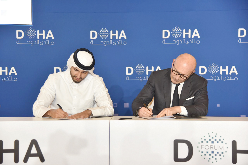 H E Sheikh Ali Alwaleed Al Thani, CEO, Investment Promotion Agency of Qatar, and an official from Dogus Group Holding signing the agreement. 