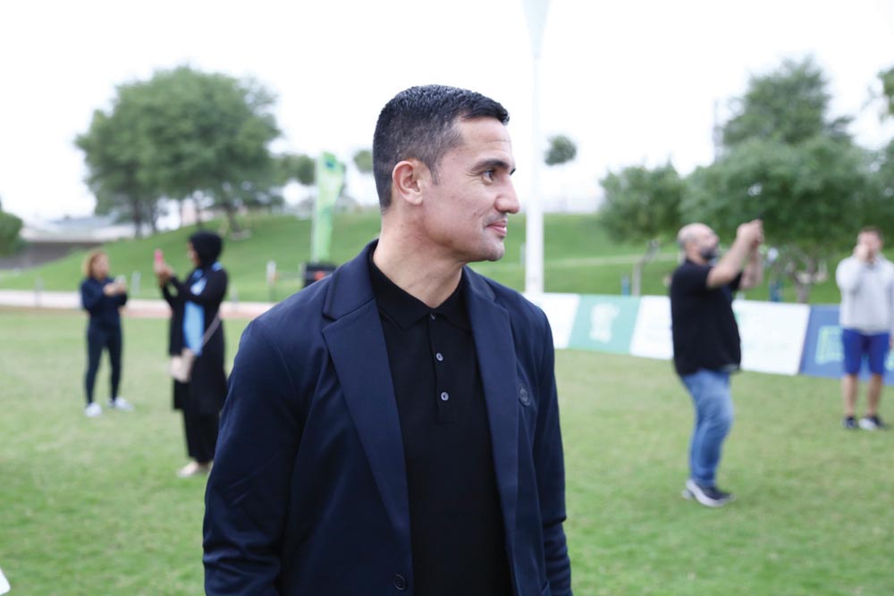 Australia’s top goal scorer, Tim Cahill, during his visit to Doha. 