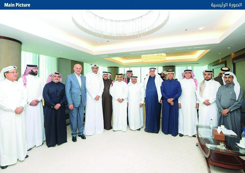 Minister of Commerce and Industry, H E Ali bin Ahmed Al Kuwari (centre), Qatar Businessmen Association Chairman, Sheikh Faisal bin Qassim Al Thani (sixth right); QBA First Deputy Chairman, Hussein Al Fardan (fifth right); QBA Secretary General, Issa Abu I
