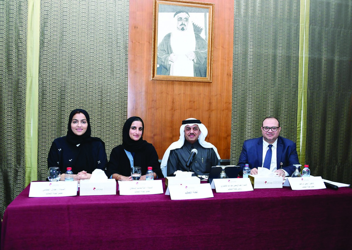Abdul bin Rahman Abdulla Al Ansari (second right), Board Member of Qatar Chamber, with other officials announcing the winners of  “2019 Best Innovative Entrepreneurs’’ at QC headquarters, yesterday.