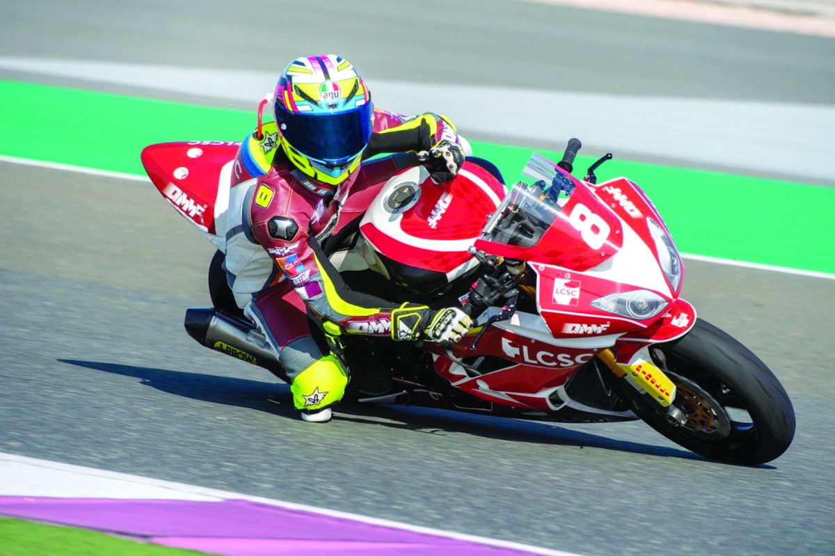 A rider taking part in the races at the Losail International circuit yesterday.