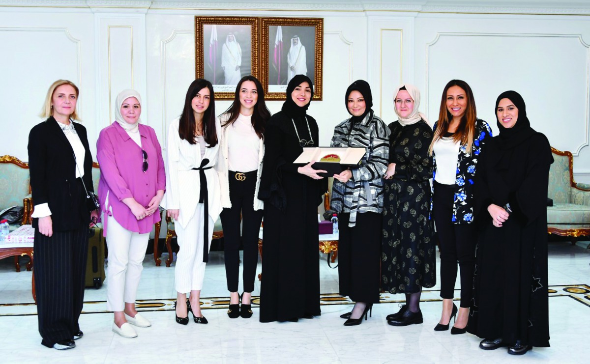 Qatar Chamber Board Member and Chair of Qatar Businesswomen Forum, Ibtehaj Al Ahmadani (centre) with a delegation of Turkish businesswomen during a meeting in Doha yesterday.