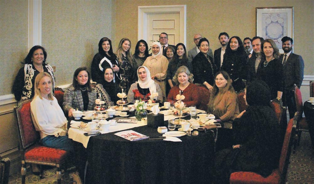 Director and members of the Qatari Businesswomen Association (QBWA) and members of the Qatari Businessmen Association (QBA); officials of Trade and Investment from British Embassy; officials of GWC and Vault Couture during an event.