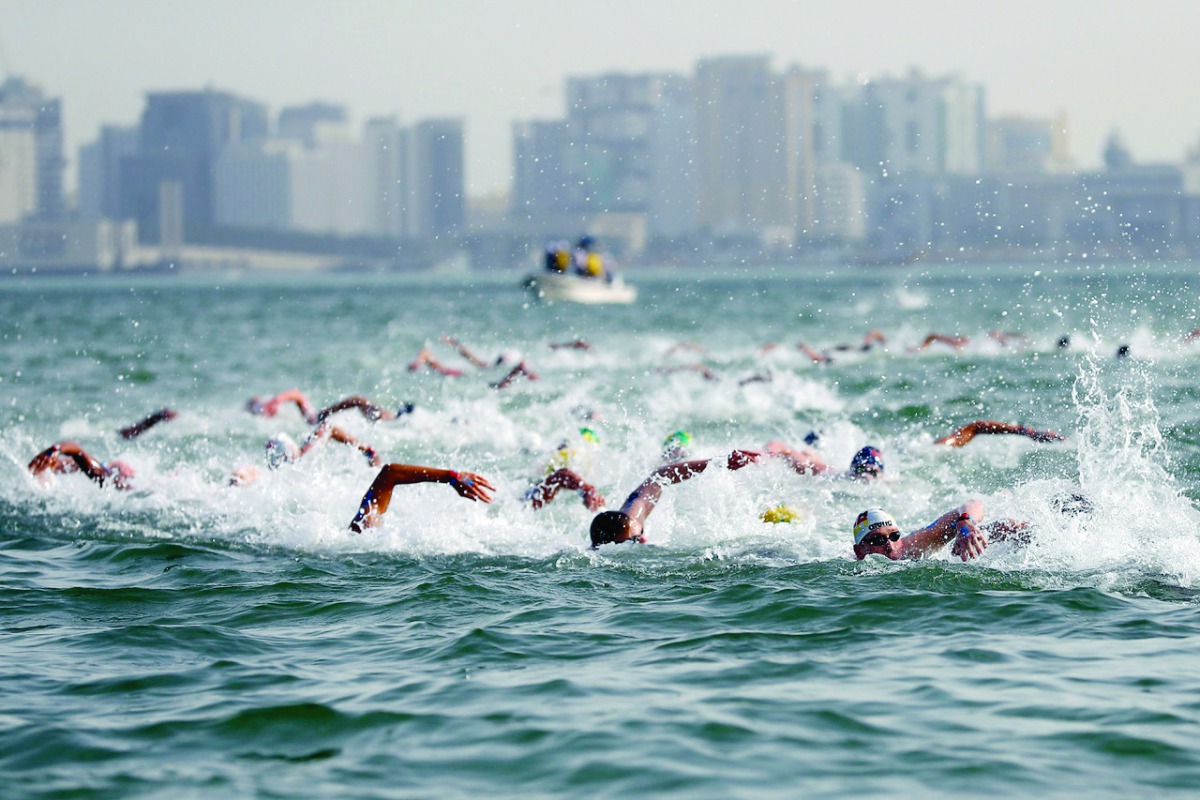 Swimmers in action during last year's edition of the FINA/CNSG Marathon World Series Doha in this file photo. 