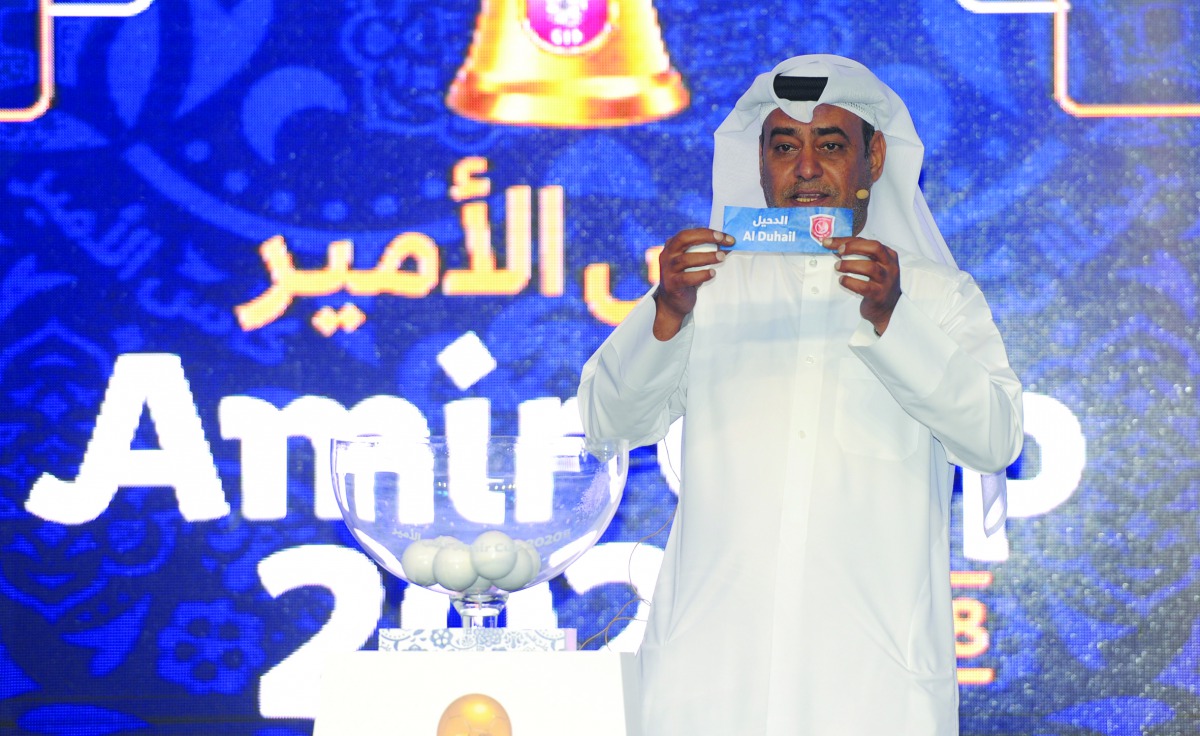 An official picks Al Duhail during the Amir Cup 2020 Draw Ceremony which took place at the JW Marriott Marquis City Center Doha, yesterday. Picture: Anvar Sadath 