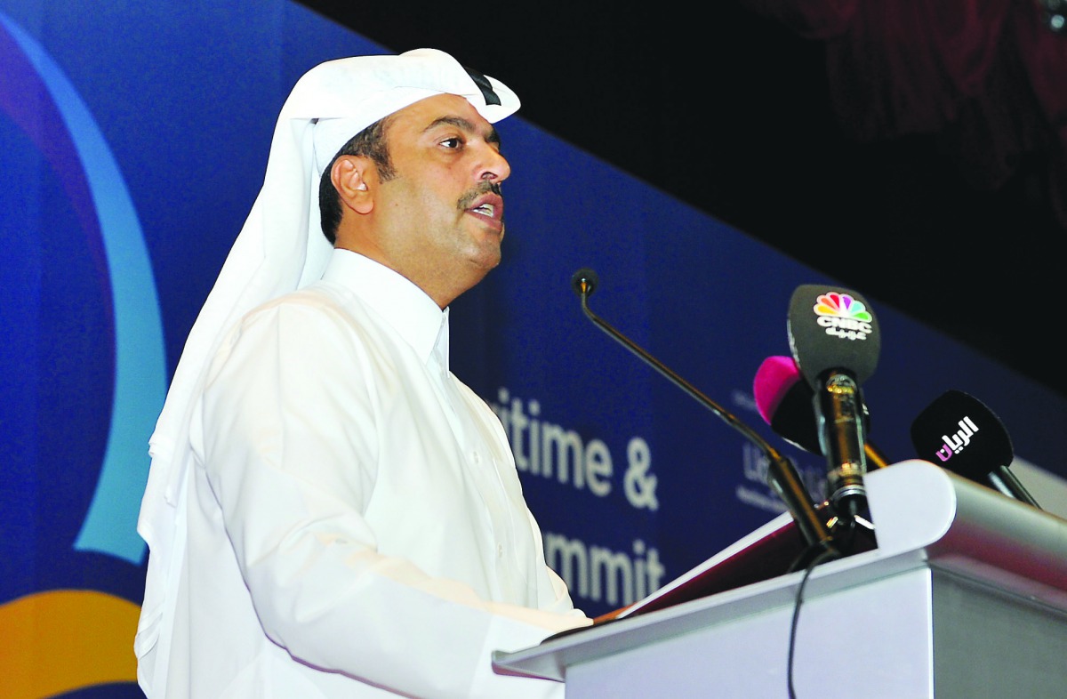 QNB Group CEO Abdullah Mubarak Al Khalifa,  addressing the Qatar Shipping and Logistics 2020 Conference, yesterday. Pic: Salim Matramkot/The Peninsula
