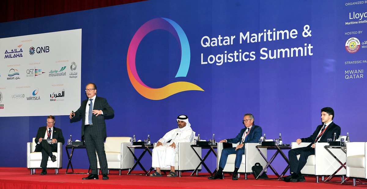 FROM LEFT: Moderator, Richard Clayton, Chief Correspondent, Lloyd’s List; Chris Palsson, Head of Consulting and Managing Director, Maritime Insight, Lloyd’s List Intelligence; Bader Al Mulla, Manager,  LNG Joint Ventures, Nakilat; and other panelists atte