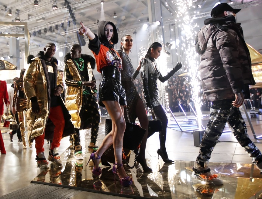  Models present creations from the Philipp Plein Autumn/Winter 2020 collection during Milan Fashion Week in Milan, Italy, February 22, 2020. REUTERS/Alessandro Garofalo 