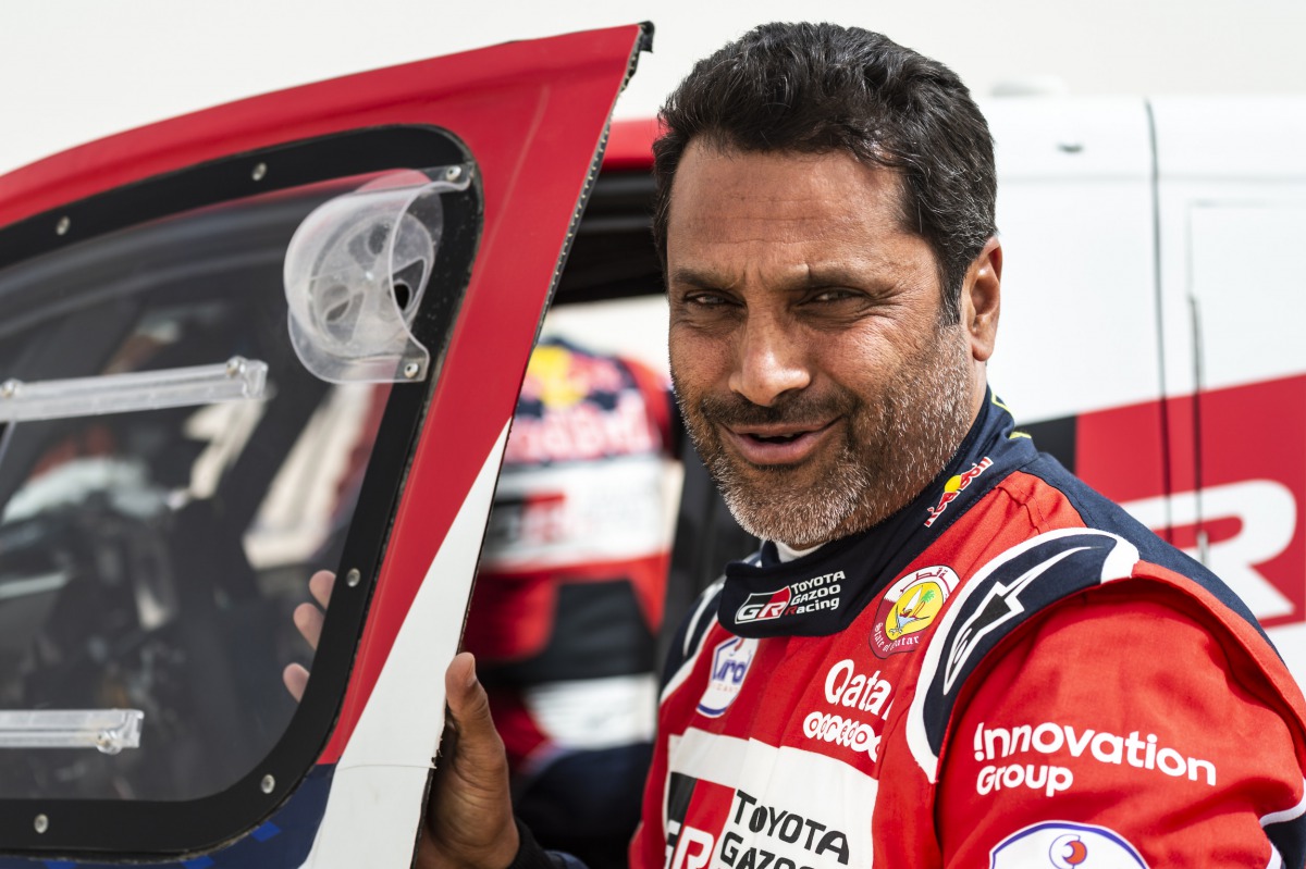 Al Atiyah at the end of yesterday's stage. The six-day rally ends today with the prize distribution ceremony taking place at Souq Waqif, organizers confirmed yesterday.