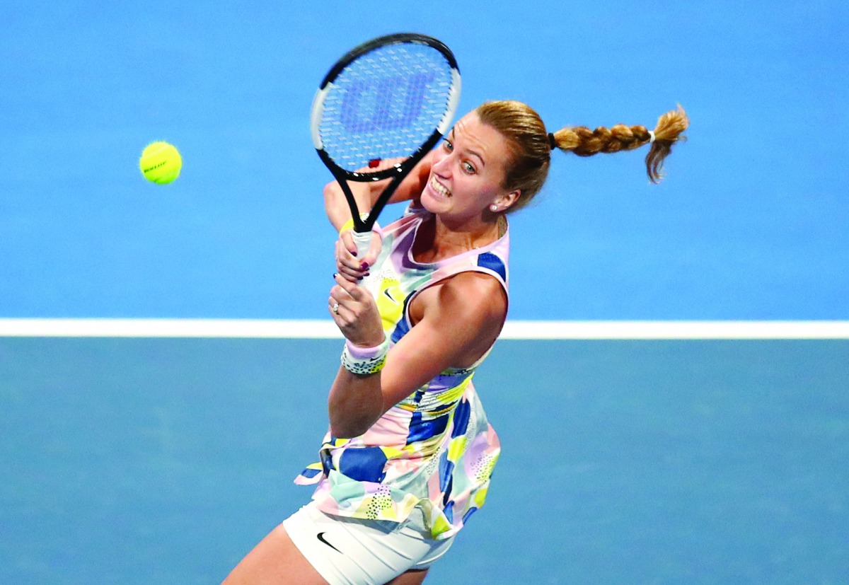 Czech Republic’s Petra Kvitova in action during her semi-final match against Australia’s Ashleigh Barty yesterday.