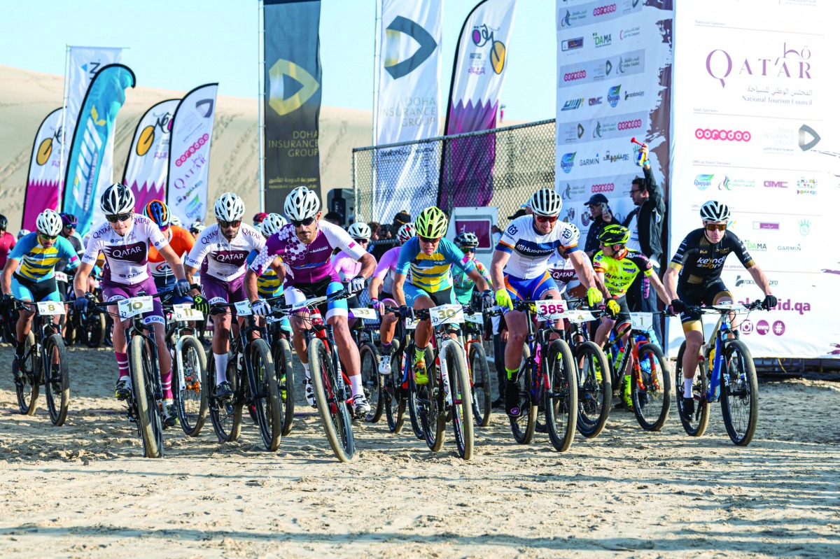 Riders including Pia Sundtedt (front, centre) in action during the Elite UCI race. 