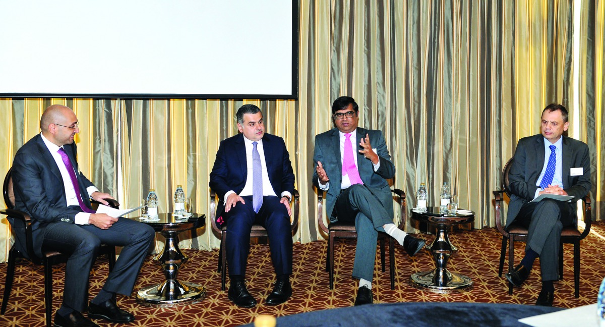 FROM LEFT: Ahmad Anani, Partner and Head of Qatar Office, Addleshaw Goddard; Haithem Al Katerji, CEO, Al Rayan Investment; Venkatesh Krishnaswamy, Senior Advisory Partner, KPMG; and Dr Kamal Abdallah, Managing Partner, Vita F & B Capital; during the panel