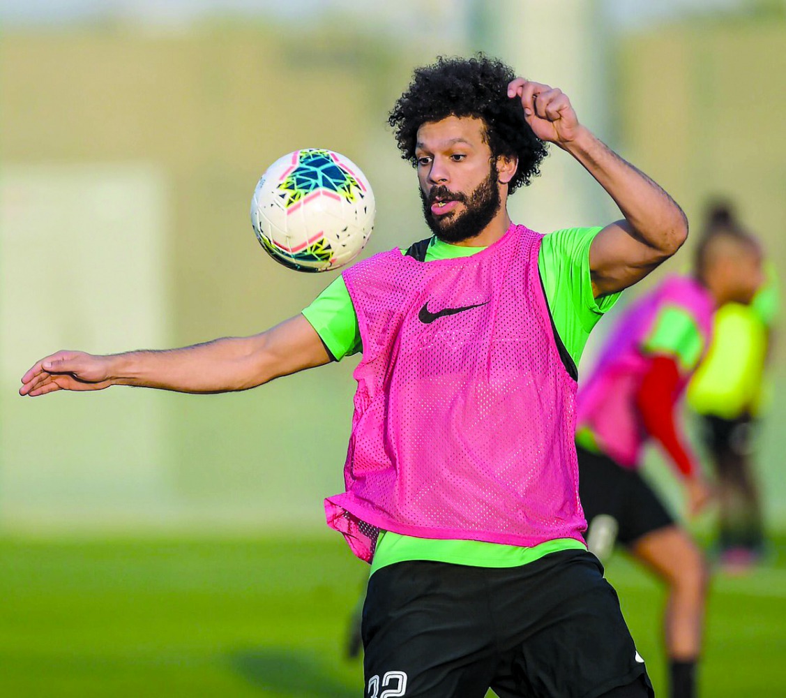 Al Rayyan's Ahmad Abdel Maqsoud in action during a practice session yesterday. 