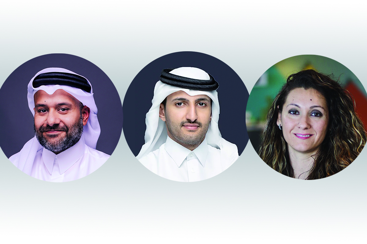 FROM LEFT: Yousuf Mohamed Al Jaida, CEO, QFC; Sheikh Ali Alwaleed Al Thani, CEO, Investment Promotion Agency of Qatar;  and  Heba Almasri, Managing Director, Qatar SportsTec.
