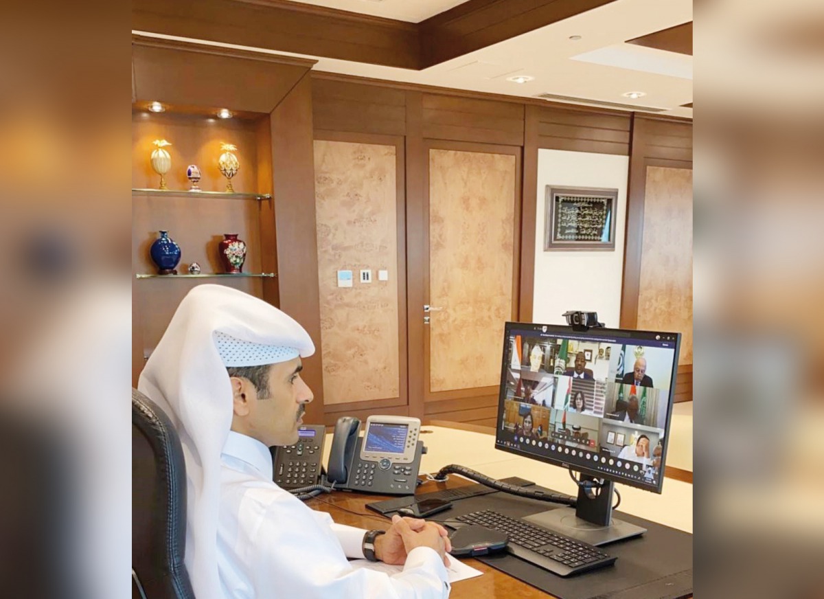 Minister of State for Energy Affairs, H E Saad Sherida Al Kaabi, participating in the virtual  the extraordinary meeting of the Arab Ministerial Council for Electricity.