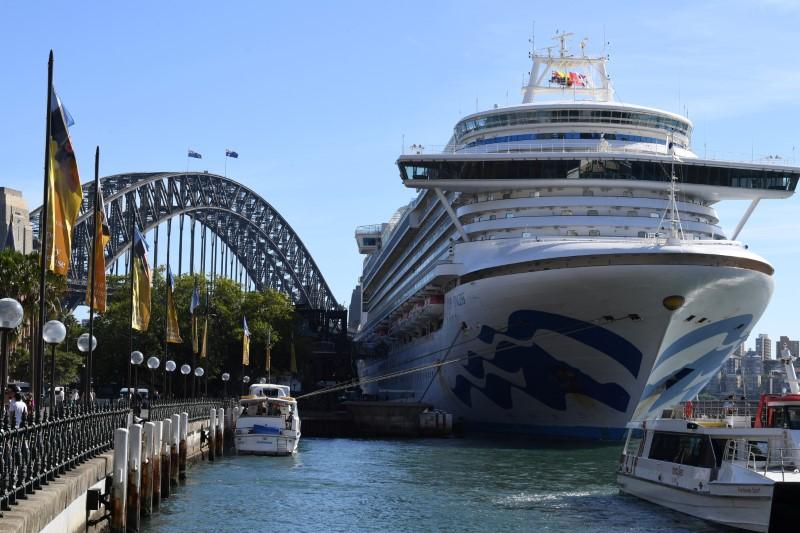 FILE PHOTO: Princess Cruises-owned Ruby Princess is pictured docked at Circular Quay during the disembarkation of passengers in Sydney, Australia, March 19, 2020. /Dean Lewins/via REUTERS