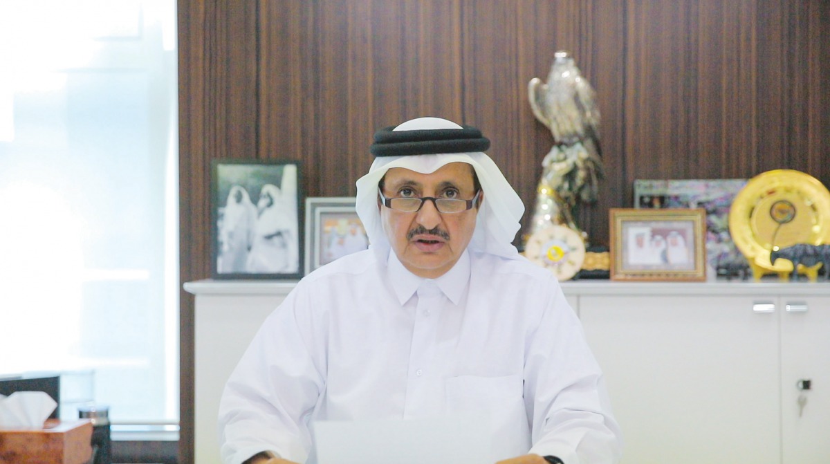 Qatar Chamber Chairman Sheikh Khalifa bin Jassim Al Thani speaking at a webinar held recently. 