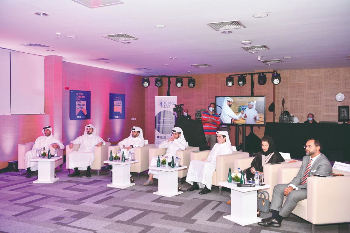 QBIC officials listening to entrepreneurs presenting their startup ideas during the Demo Day in Doha recently.