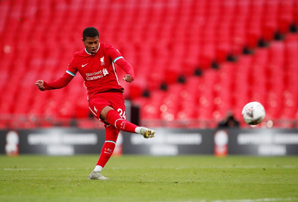  Liverpool's Rhian Brewster misses a penalty during a penalty shootout, as play resumes behind closed doors following the outbreak of the coronavirus disease (COVID-19) Pool via REUTERS/Andrew Couldridge/File Photo