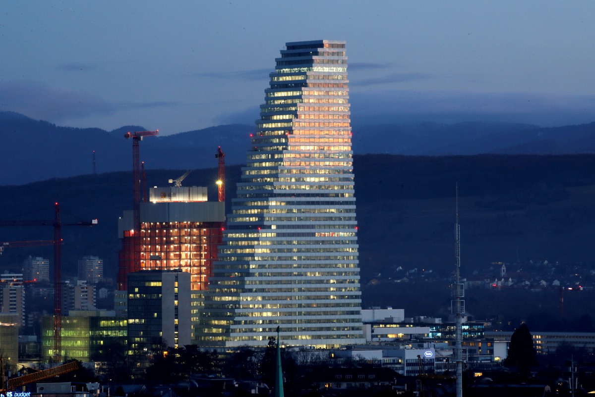 FILE PHOTO: The headquarters of Swiss drugmaker Roche are seen in Basel, Switzerland January 30, 2020. REUTERS/Arnd Wiegmann/File Photo
