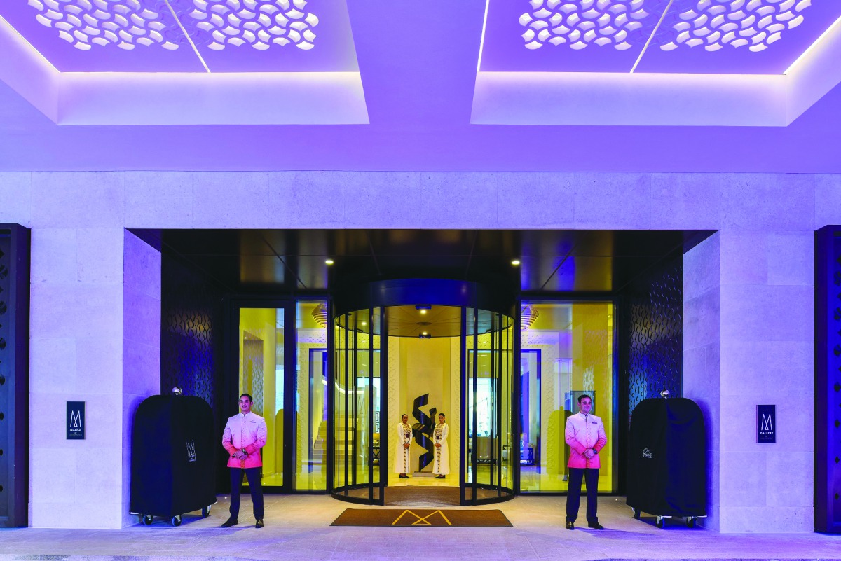 The entrance of AlWadi Hotel MGallery located in Msheireb Downtown, Qatar.