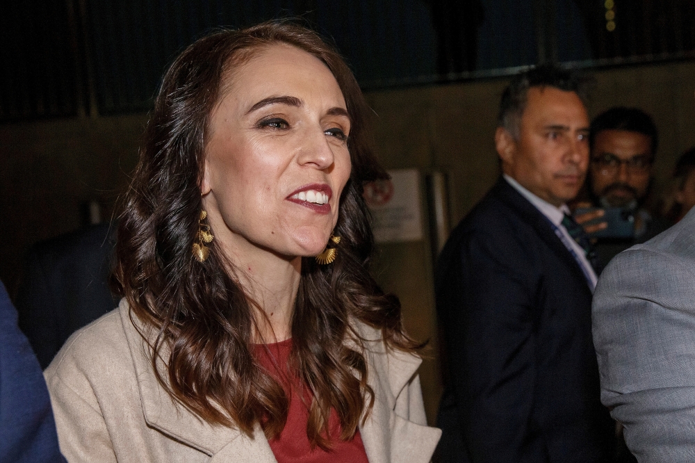 New Zealand Prime Minister Jacinda Ardern arrives at the Labour Party election night event in Auckland, New Zealand, October 17, 2020. AAP Image/David Rowland via REUTERS