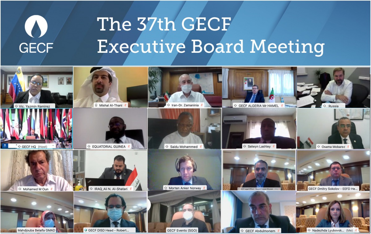 Officials participating at the recently held 37th Executive Board Meeting of the Doha-based Gas Exporting Countries Forum (GECF). 