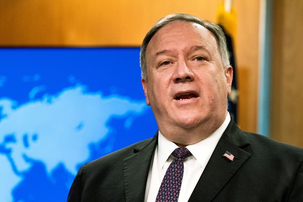 FILE PHOTO: U.S. Secretary of State Mike Pompeo speaks during a news conference at the State Department, in Washington, DC, U.S., October 14, 2020. Manuel Balce Ceneta/Pool via REUTERS/File Photo