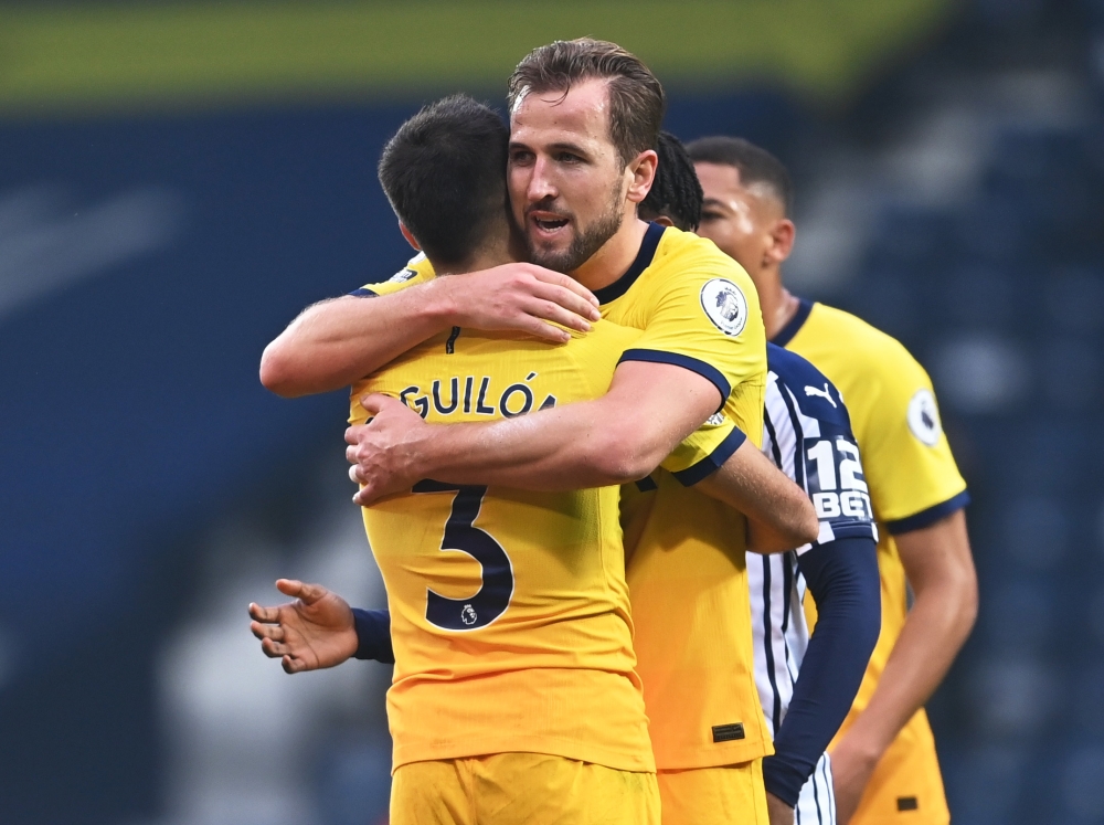 Tottenham Hotspur's Harry Kane celebrates after the match Pool via REUTERS/Laurence Griffiths 