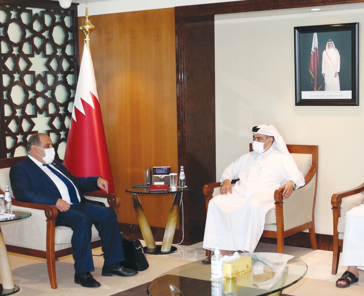 Minister of Commerce and Industry, H E Ali bin Ahmed Al Kuwari, during a meeting with Tunisia’s Minister of Commerce and Export Development, H E Mohamed Boussaid.