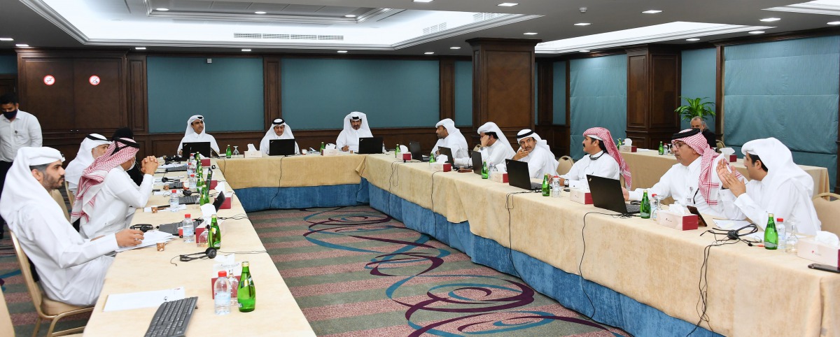 QC Chairman H E Sheikh Khalifa bin Jassim Al Thani and other officials during the meeting.