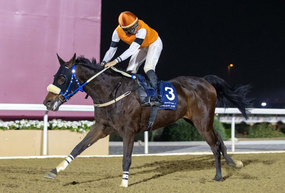 Jockey Michael Forest guiding Mohammed Riyaz Ibrahim Kasim-trained Gaby De Faust to victory in the Dukhan Cup.