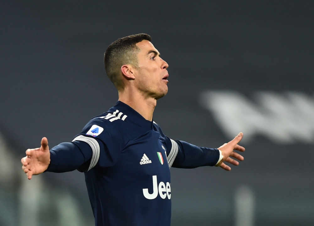 Juventus' Cristiano Ronaldo celebrates scoring their third goal REUTERS/Massimo Pinca