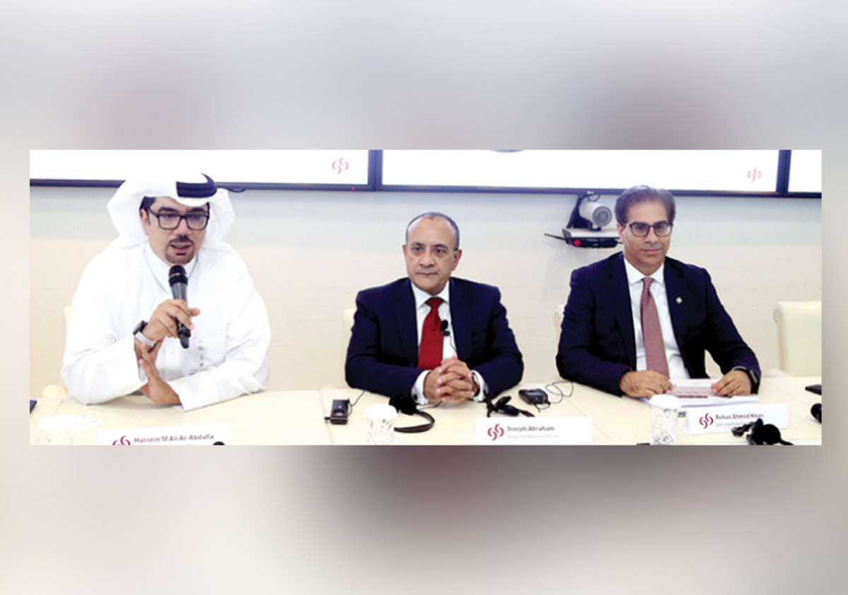 Commercial Bank Group Chief Executive Officer Joseph Abraham and other officials during an online press conference yesterday.