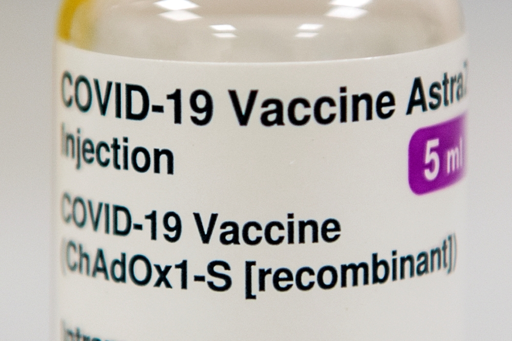 A vial of the Oxford University/AstraZeneca Covid-19 vaccine is seen at the Lochee Health Centre in Dundee, Scotland, Britain January 4, 2021. Andy Buchanan/Pool via Reuters/File Photo