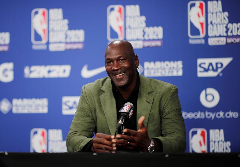 FILE PHOTO: Charlotte Hornets owner Michael Jordan during a pre-match press conference, Paris, France, January 24, 2020. REUTERS/Benoit Tessier

