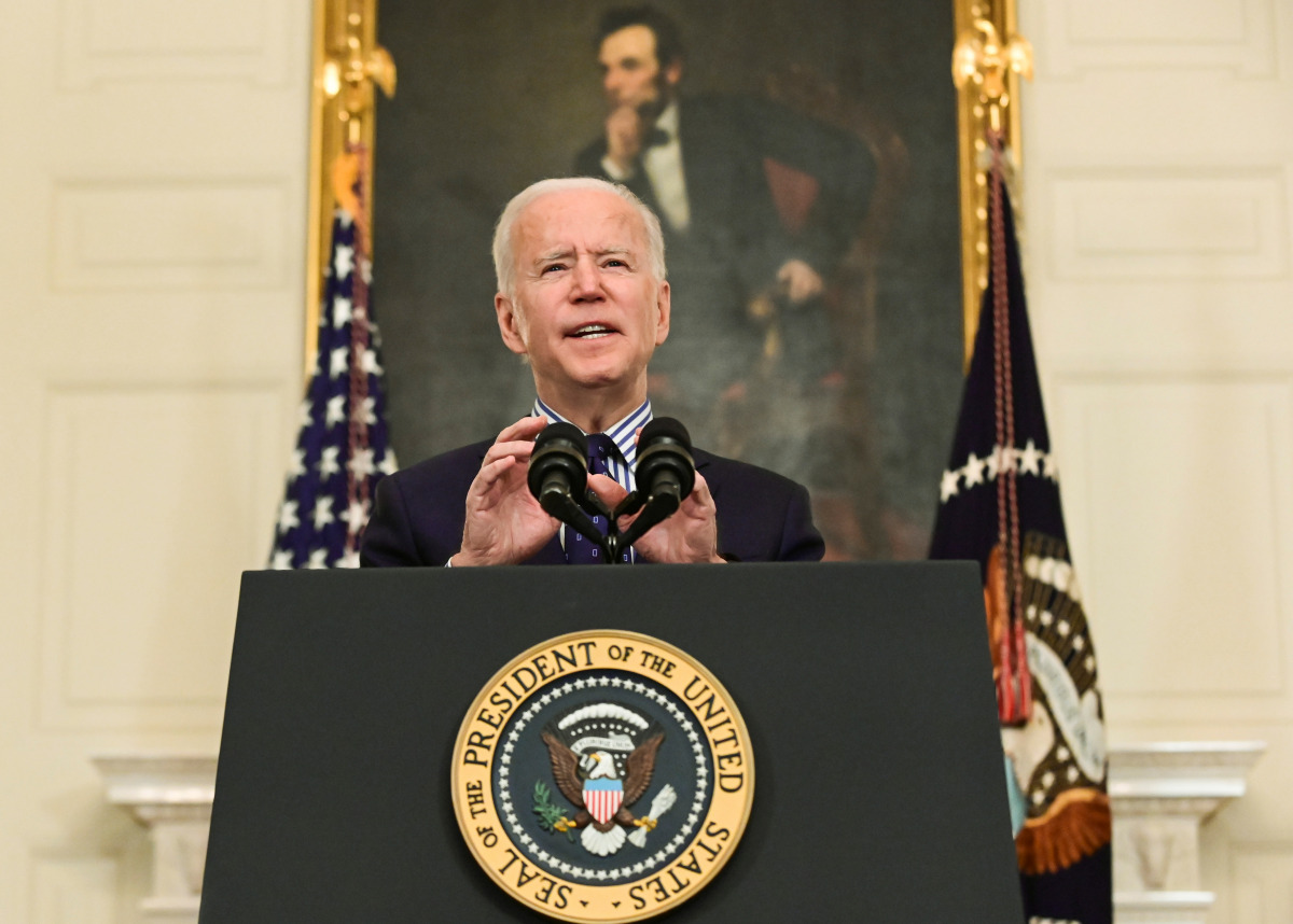 U.S. President Joe Biden makes remarks from the White House after his coronavirus pandemic relief legislation passed in the Senate, in Washington, U.S. March 6, 2021. REUTERS/Erin Scott
