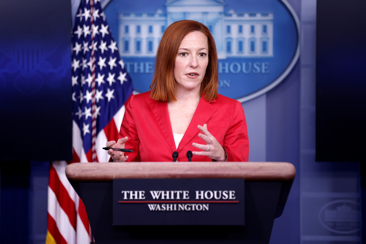 White House Press Secretary Jen Psaki holds a press briefing at the White House in Washington, U.S., March 11, 2021. REUTERS/Tom Brenner
