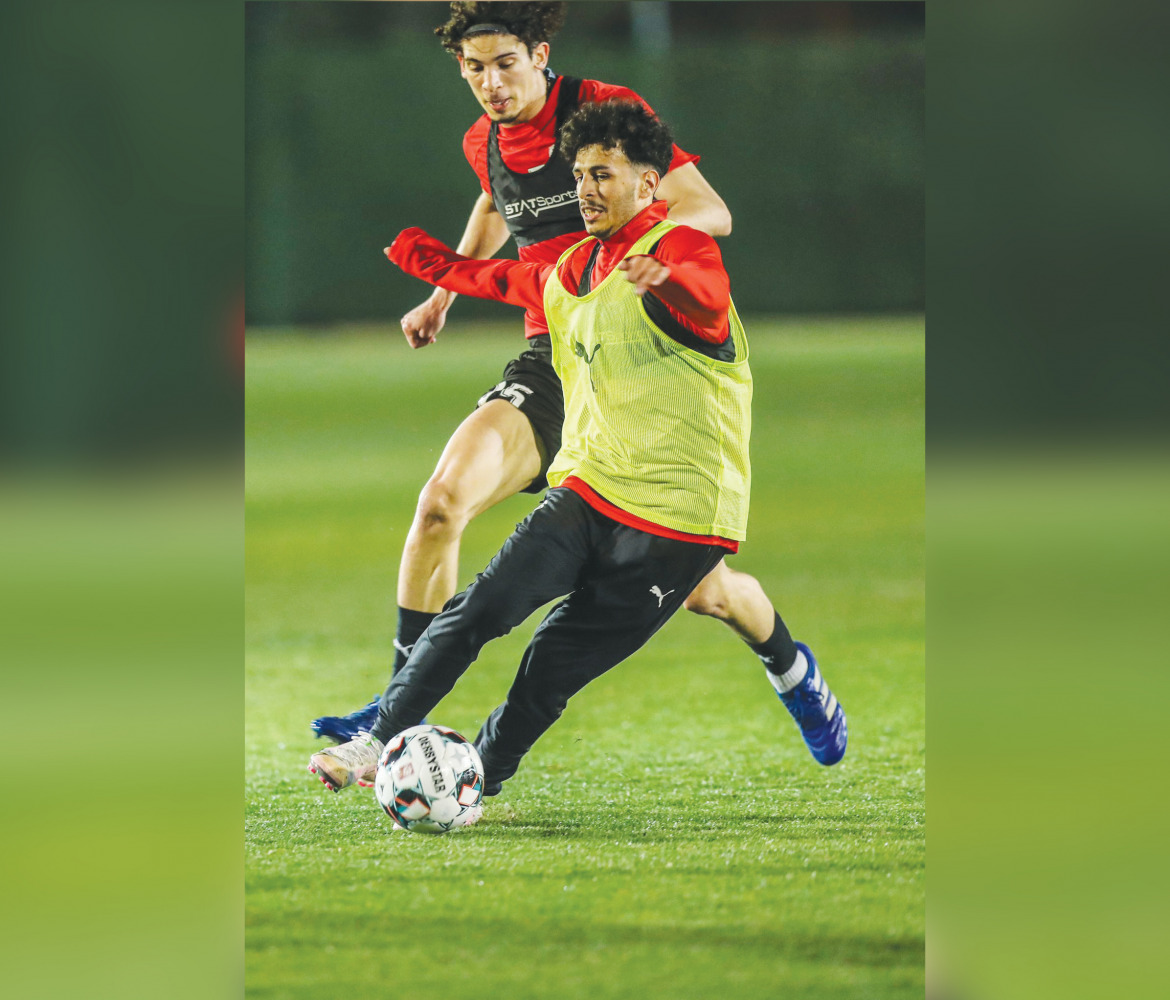 Al Wakrah players taking part in a training session.