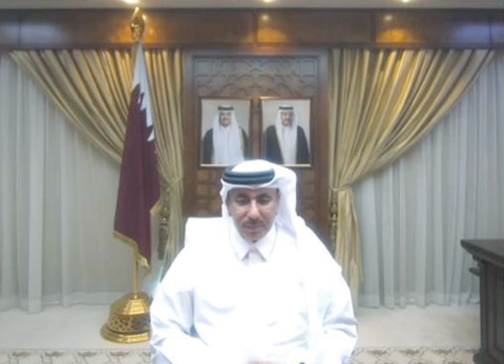 Minister of Transport and Communications H E Jassim Saif Ahmed Al Sulaiti participating in the virtual event.