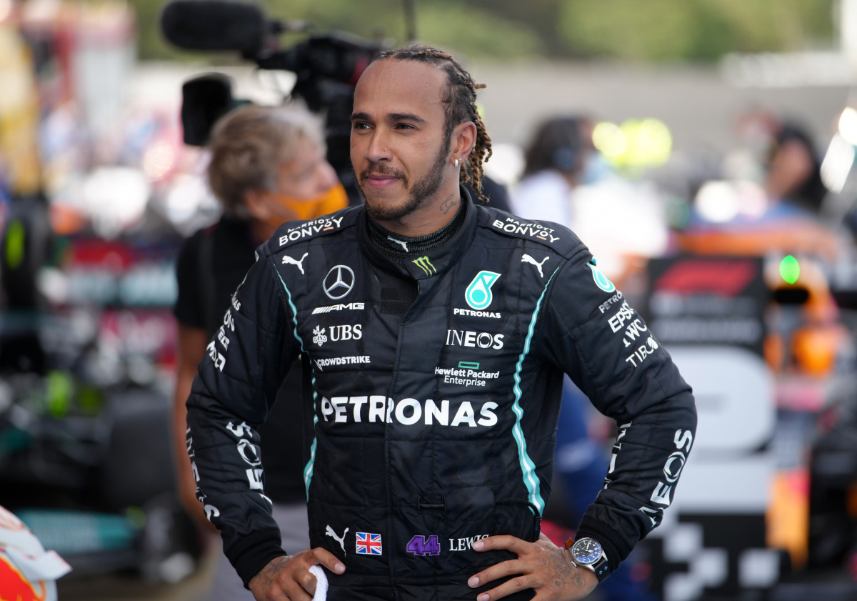 Formula One F1 - Spanish Grand Prix - Circuit de Barcelona-Catalunya, Barcelona, Spain - May 9, 2021 Mercedes' Lewis Hamilton after winning the race Pool via REUTERS/Emilio Morenatti
