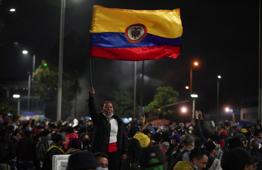 People take part in a protest against assault by the police in Bogota, Colombia... Reuters/Nathalia Angarita 