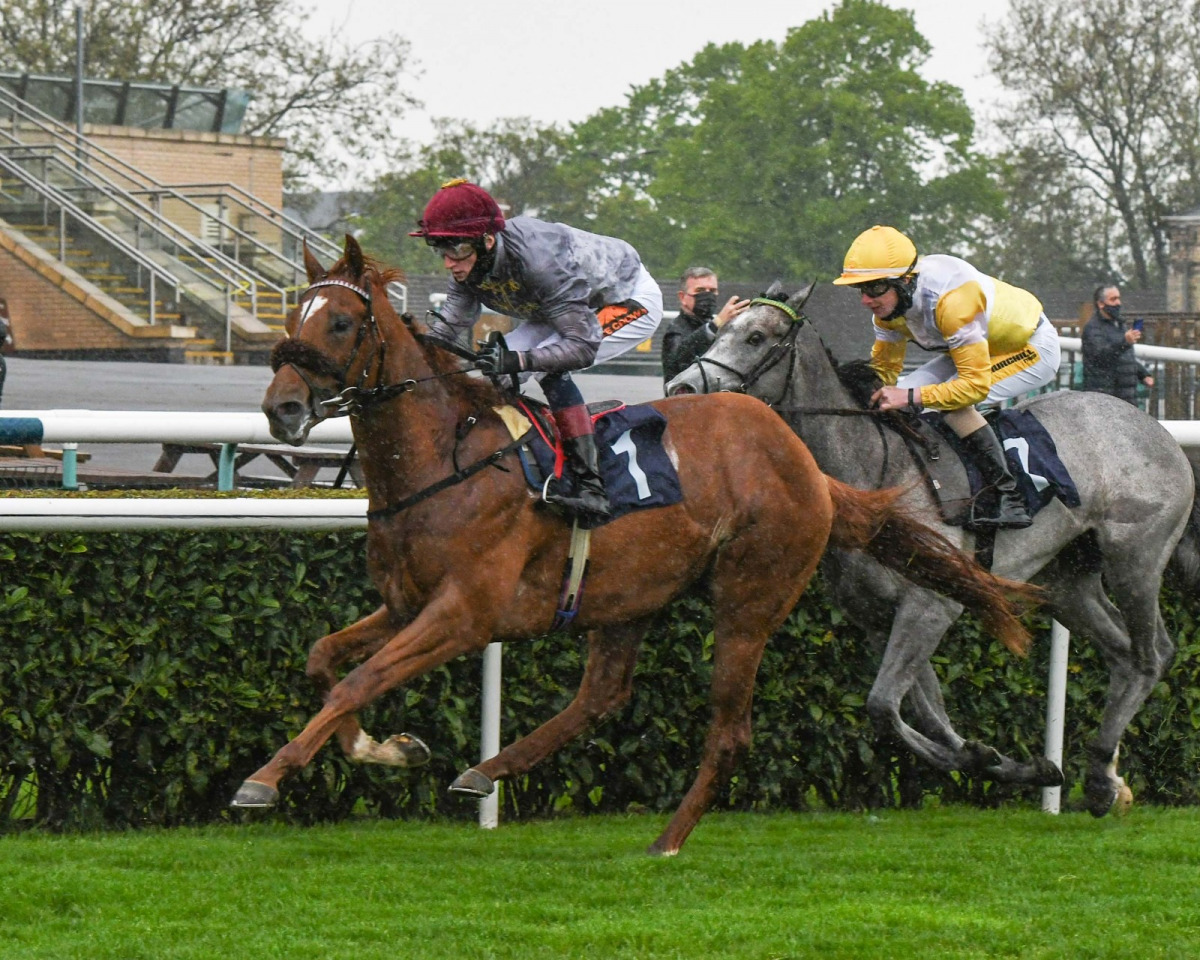 David Egan guides Ebro River to win at Doncaster Racecourse. PIC: STEVE DAVIES