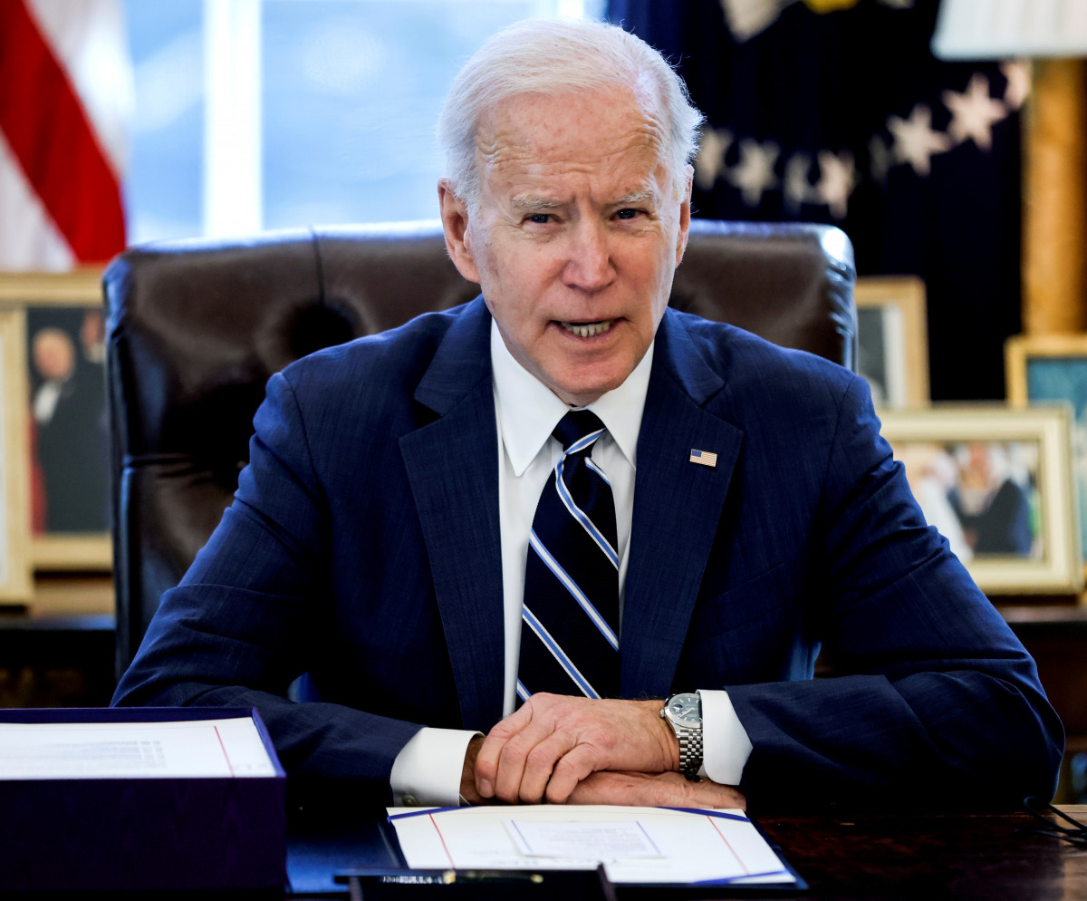 FILE PHOTO: U.S. President Joe Biden speaks prior to signing the 