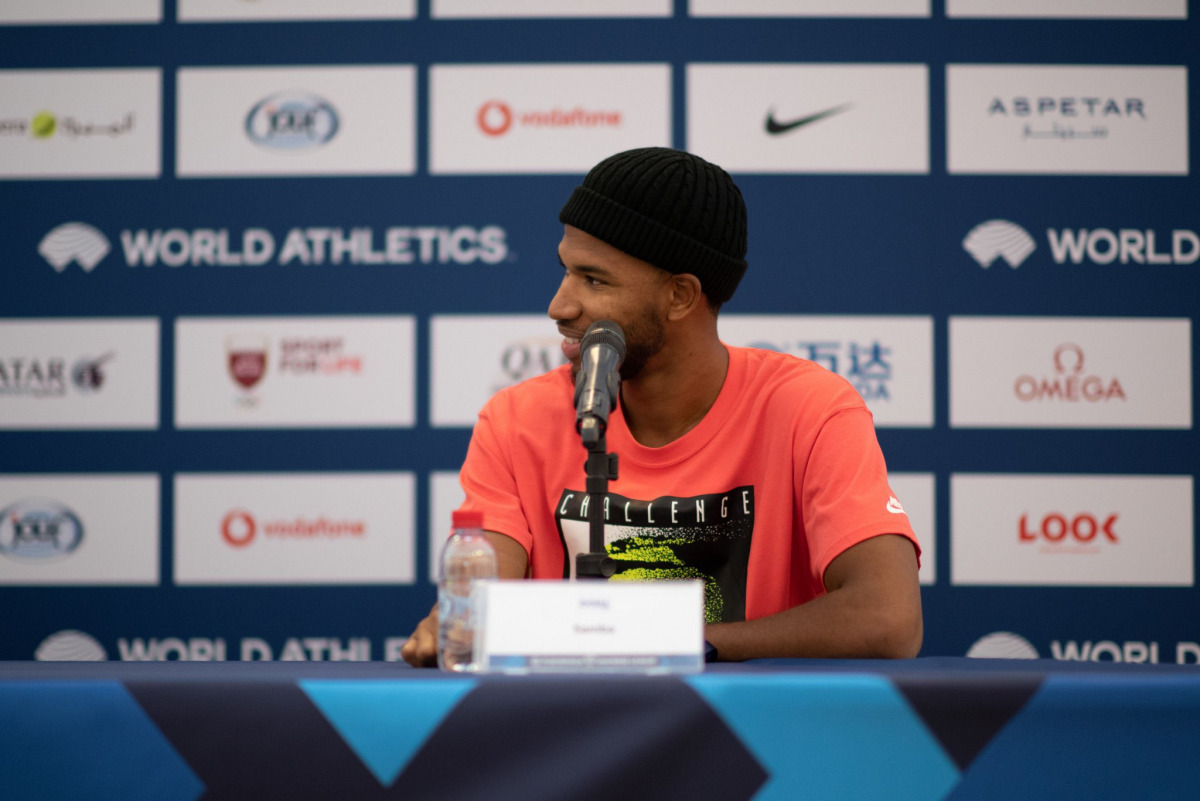 Qatari hurdler
Abderrahman Samba
speaks during a press
conference held in
Doha yesterday.
