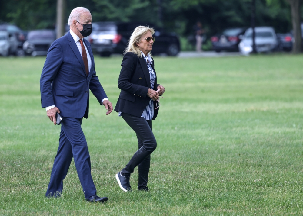 US President Joe Biden and first lady Jill Biden arrive at the White House in Washington, U.S., June 4, 2021. Reuters/Evelyn Hockstein