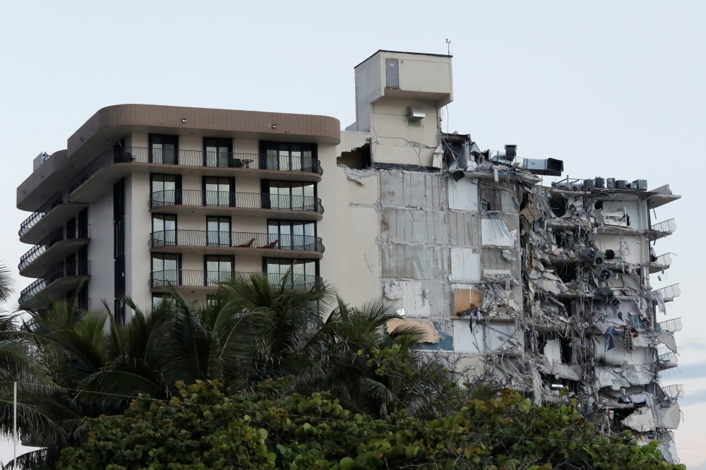 A building that partially collapsed is seen in Miami Beach, Florida, U.S., June 24, 2021. REUTERS/Marco Bello